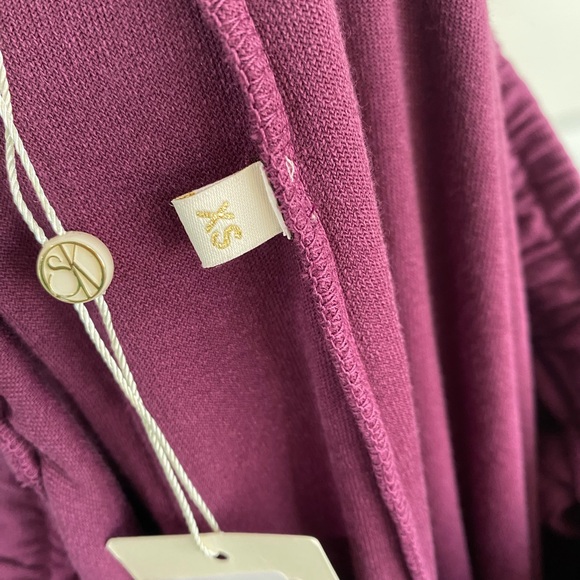 Suzie Kondi Velour Unisex Track Pants Size XS Plum Purple NWT Athleisure - Picture 11 of 14